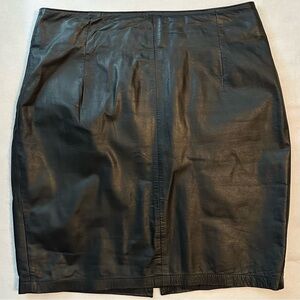 Vintage Karin Morgan Black Leather Mini Short Skirt 8 lined pencil sexy chic
